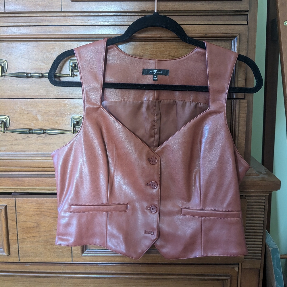7 for all mankind faux leather vest